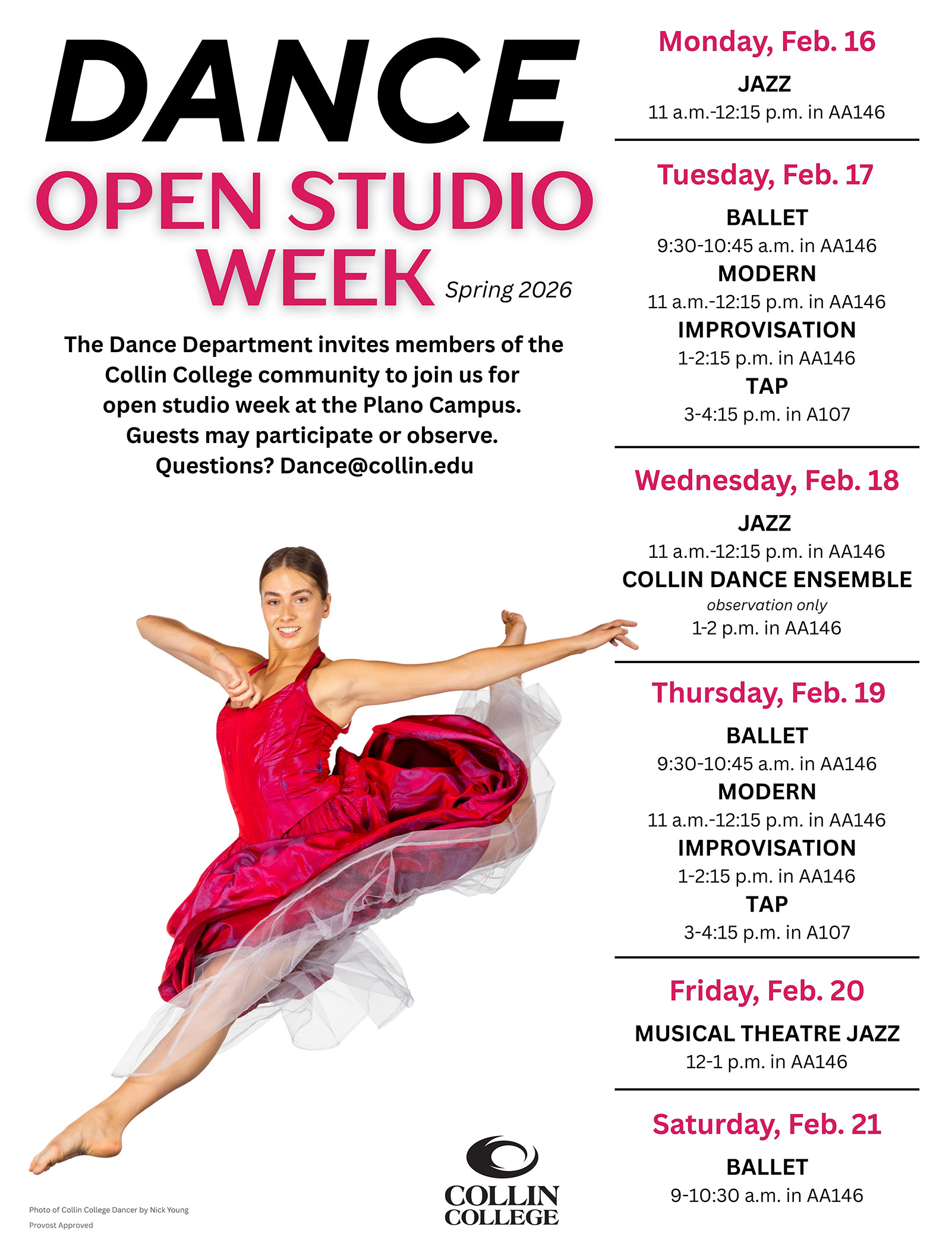 S26 Open Studio Schedule