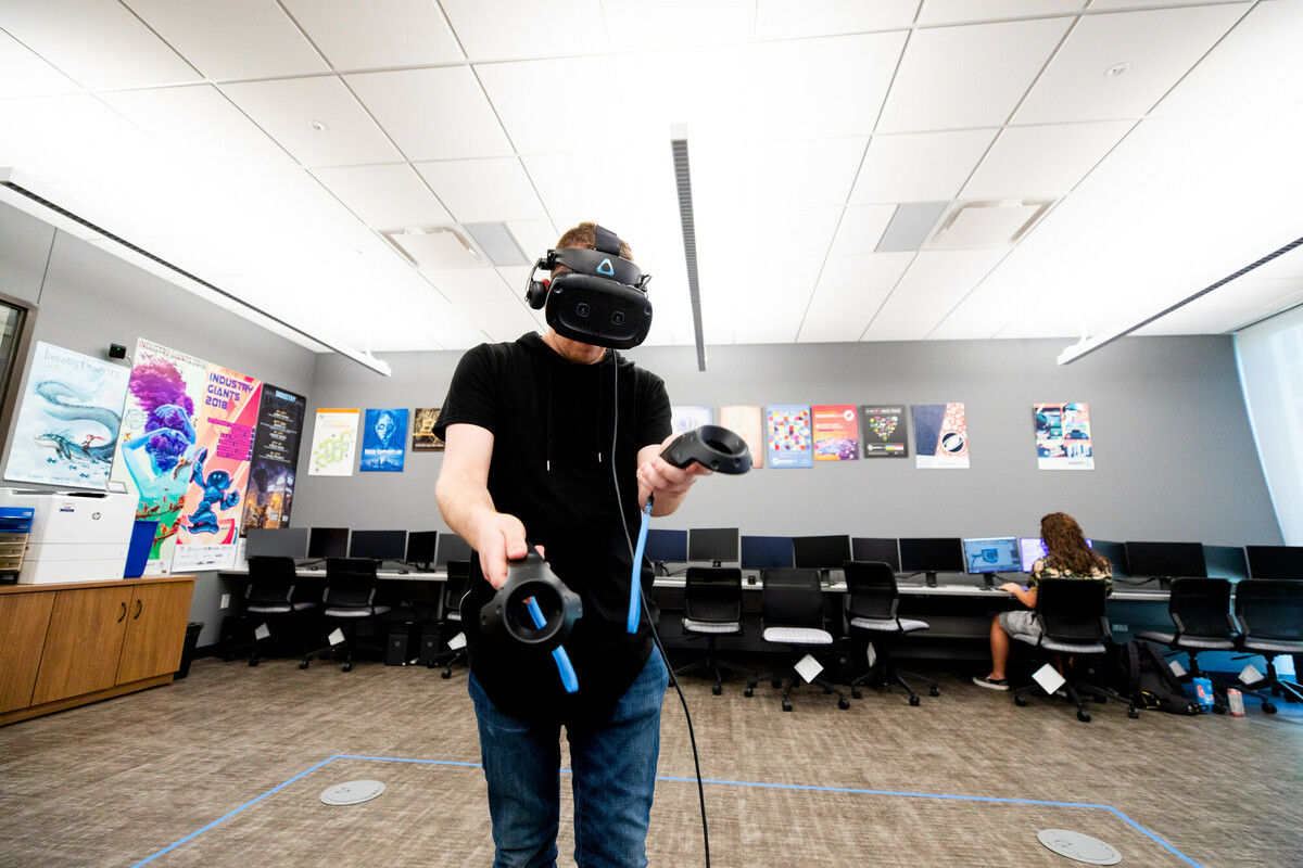 Animation student in the computer lab
