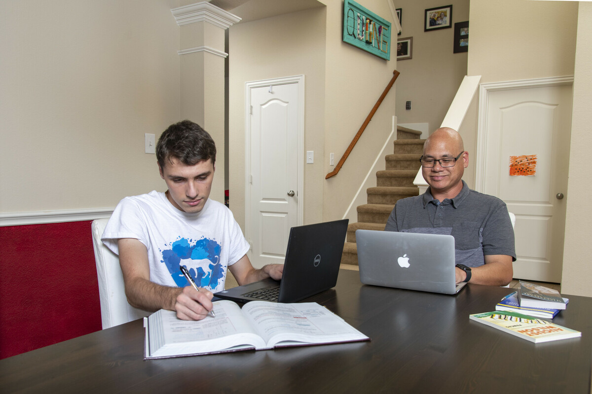 Student studying from home